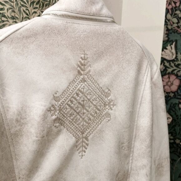 🇪🇸Desigual 46 off-white vegan edgy spring leather Biker jacket - Picture 7 of 8